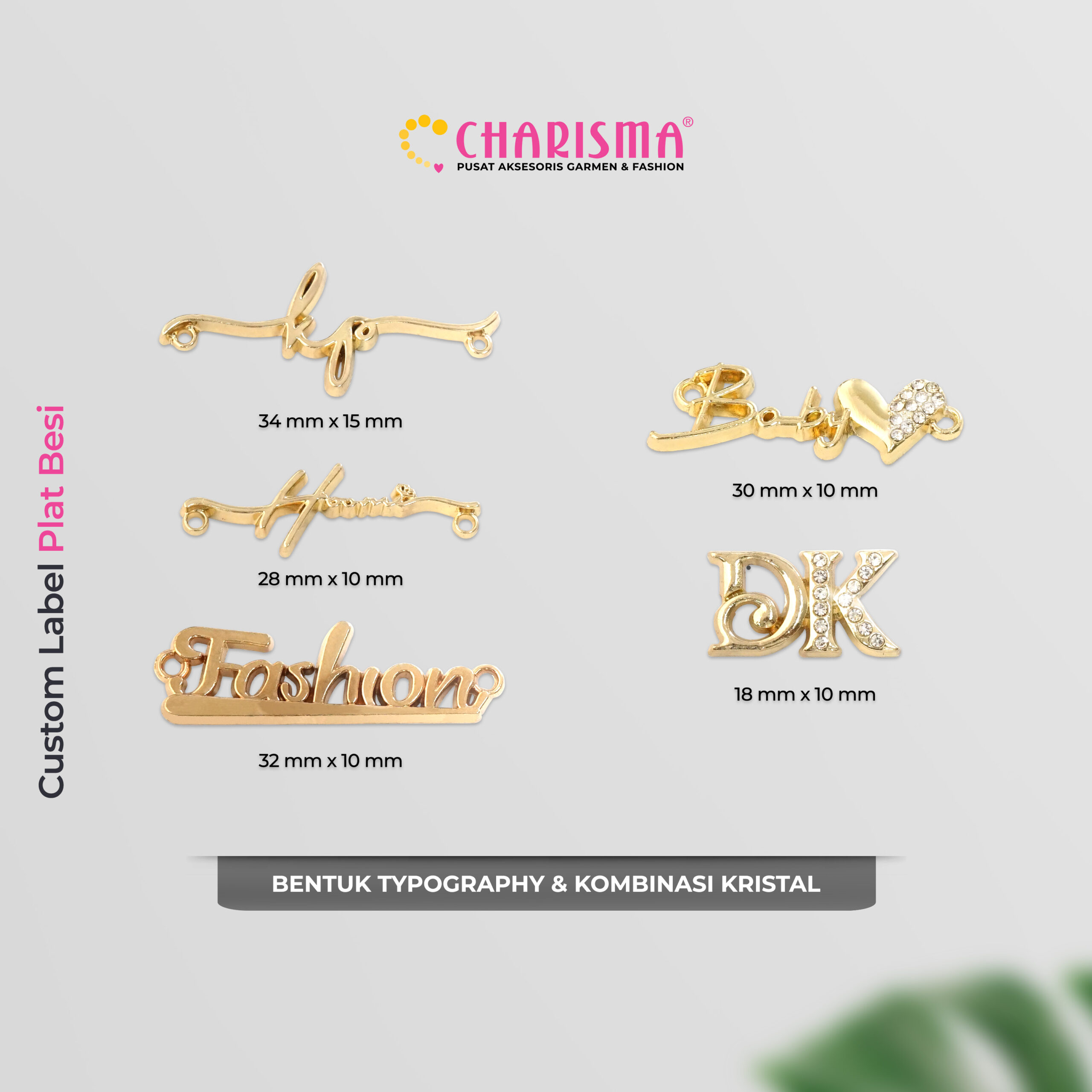Label Plat Besi Charisma merupakan label brand dengan bahan besi atau alloy