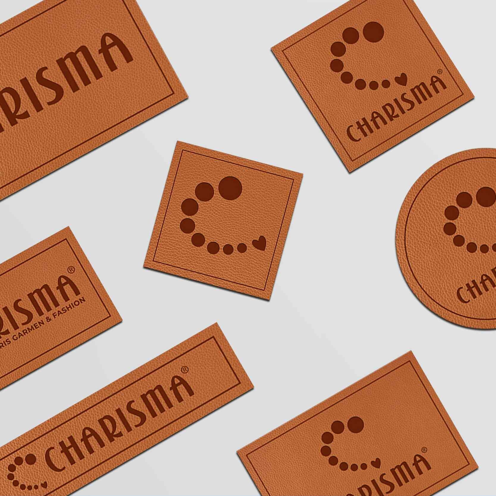 Label Kulit Sintetis Charisma terbuat dari kulit sintetis dengan tekstur kulit jeruk