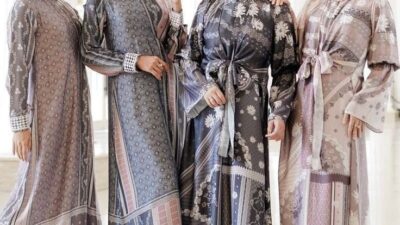 inspirasi gamis motif printing
