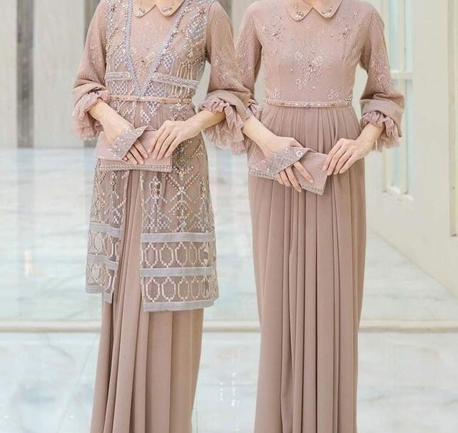 Gamis Polos Kombinasi Tile dengan outer yang bisa dilepas pasang