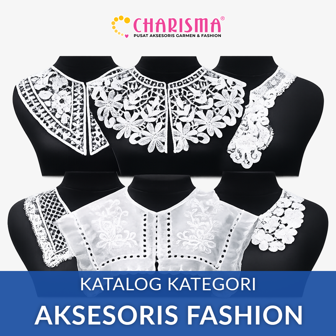 Katalog aksesoris fashion Charisma berisi berbagai aksesoris pakaian dan garment.